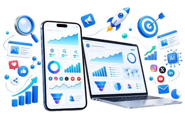 3D Digital Marketing Analytics Grow 1