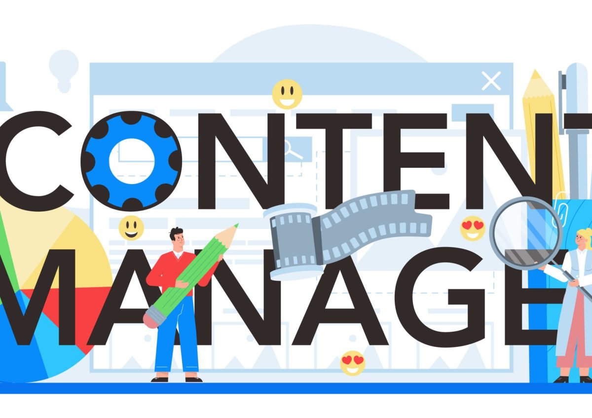 content management typographic header. idea of digital strategy and content content management typographic header. idea of digital strategy and content