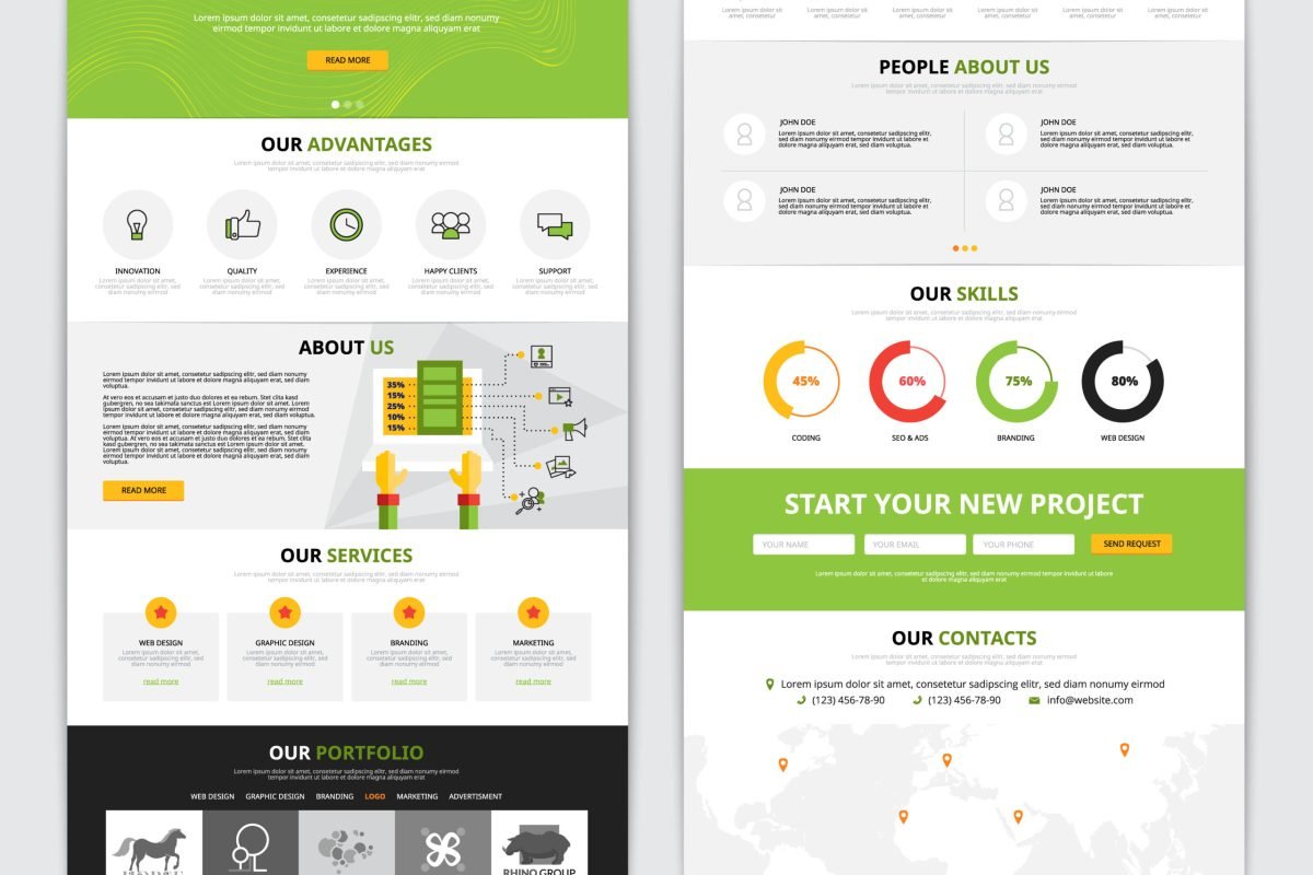 web page vertical design set web page vertical design set