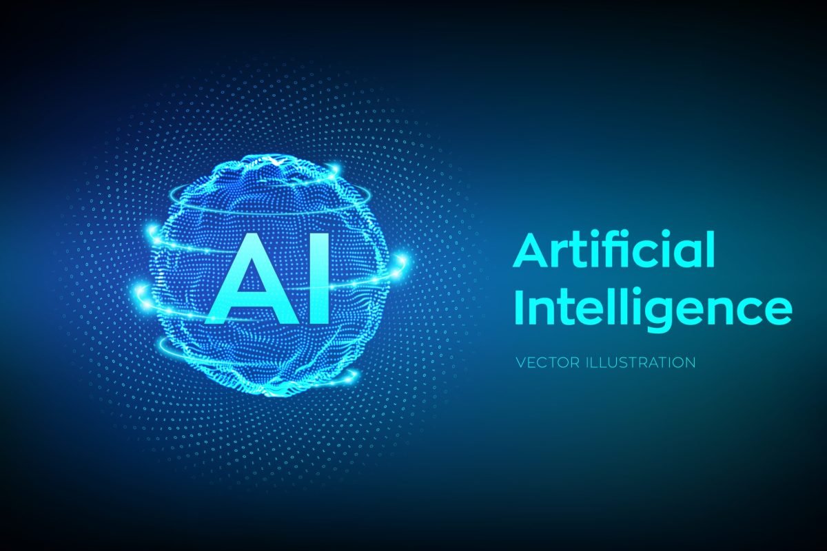 ai. artificial intelligence logo. artificial intelligence and machine learning concept. sphere grid wave with binary code. big data innovation technology. neural networks. vector illustration. ai. artificial intelligence logo. artificial intelligence and machine learning concept. sphere grid wave with binary code. big data innovation technology. neural networks. vector illustration.